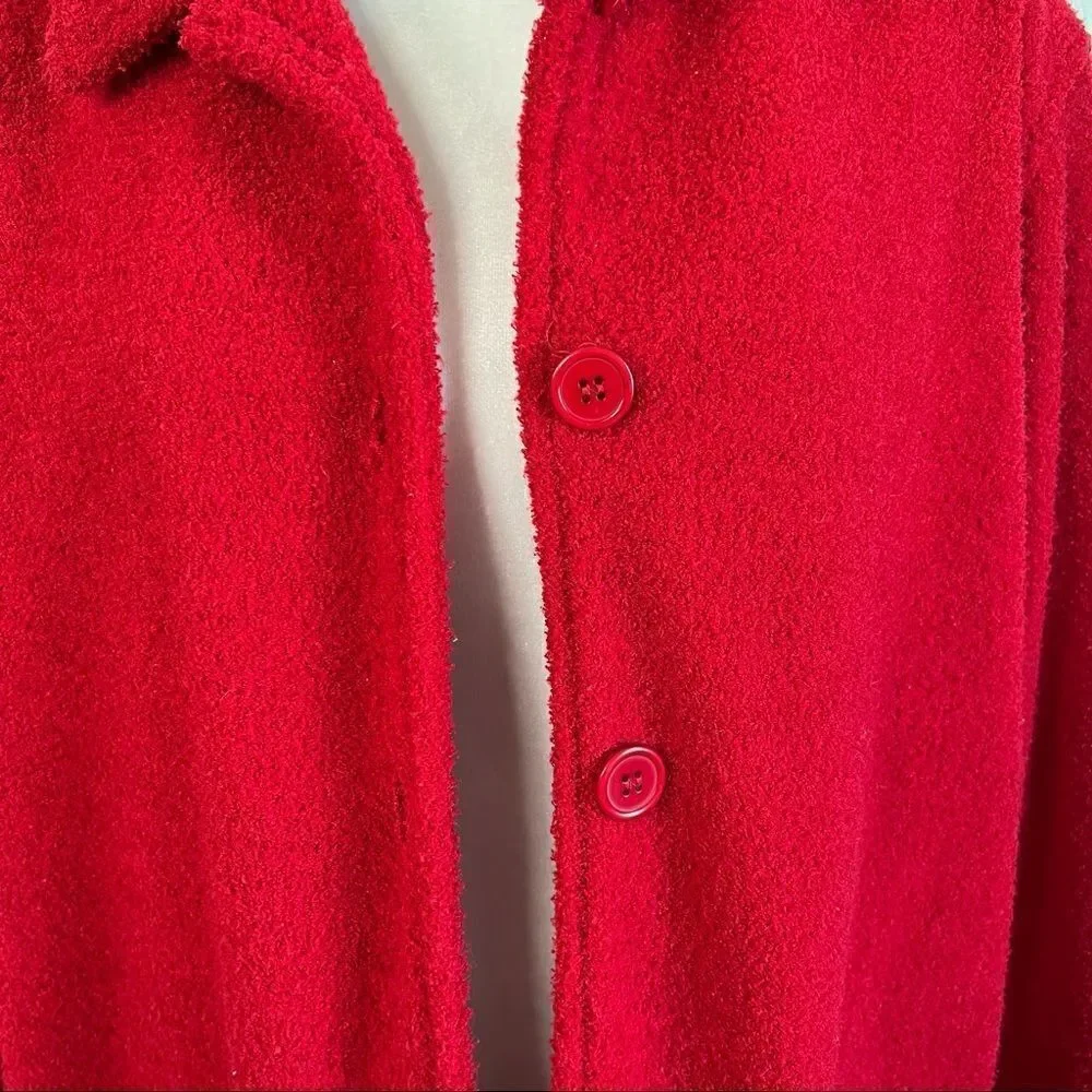 Sandro Sport Red Soft Textured Button Front Sweater Women's Large Pockets - Picture 2 of 7